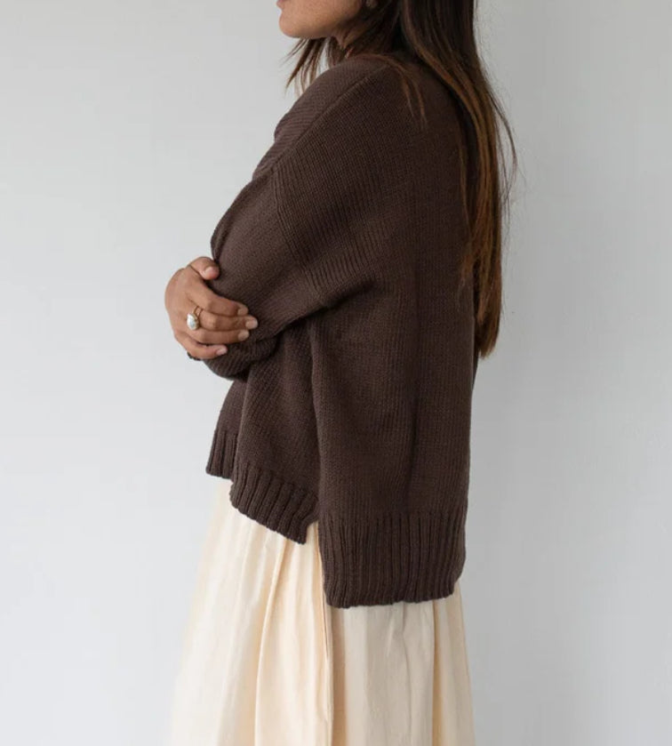 Crop Knit Cream in cotton