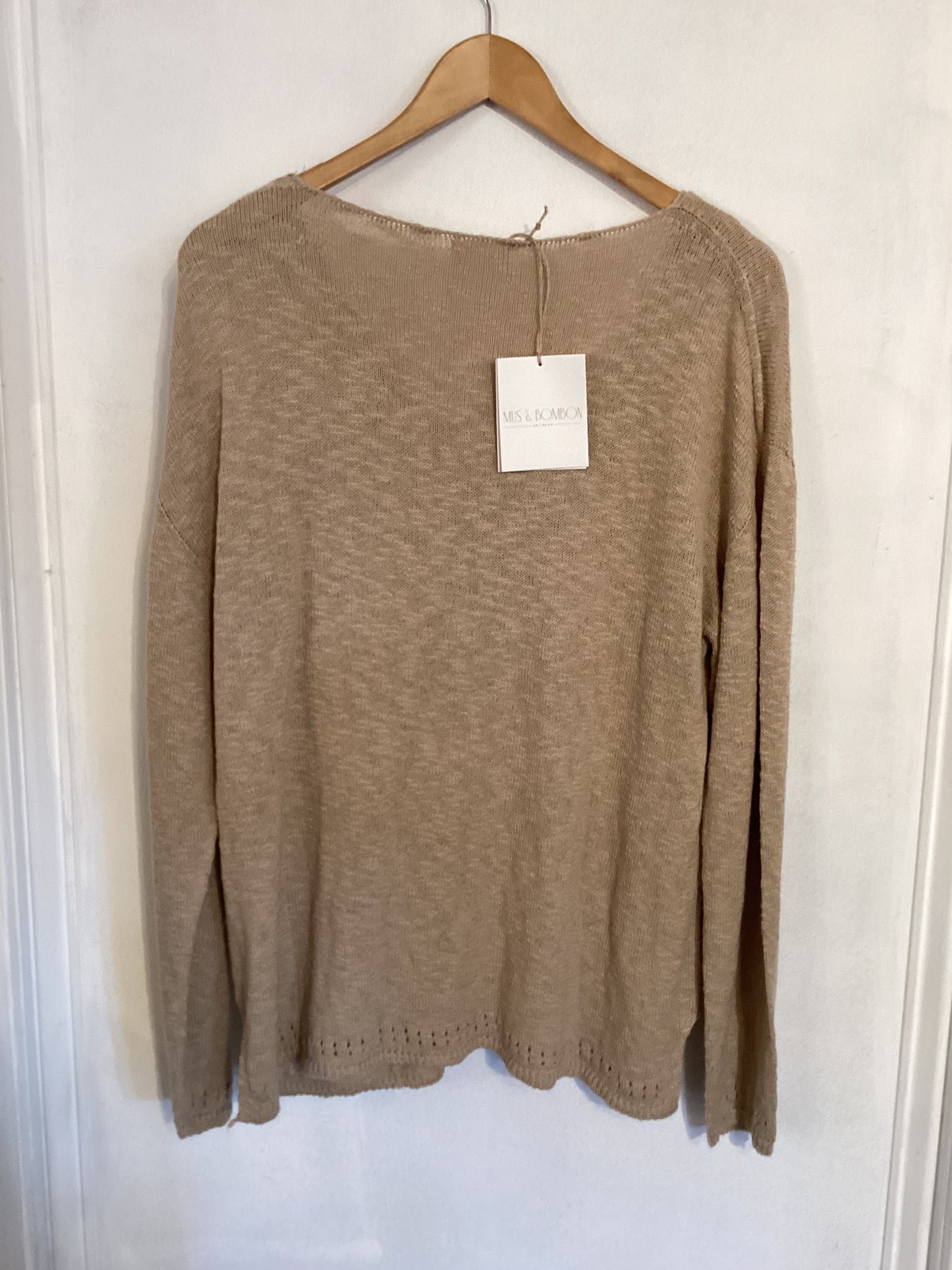 Taupe V neck knit made in Spain