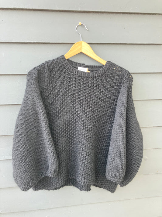 Stellapop Seed Stitch Bubble Sleeve Cashmere top