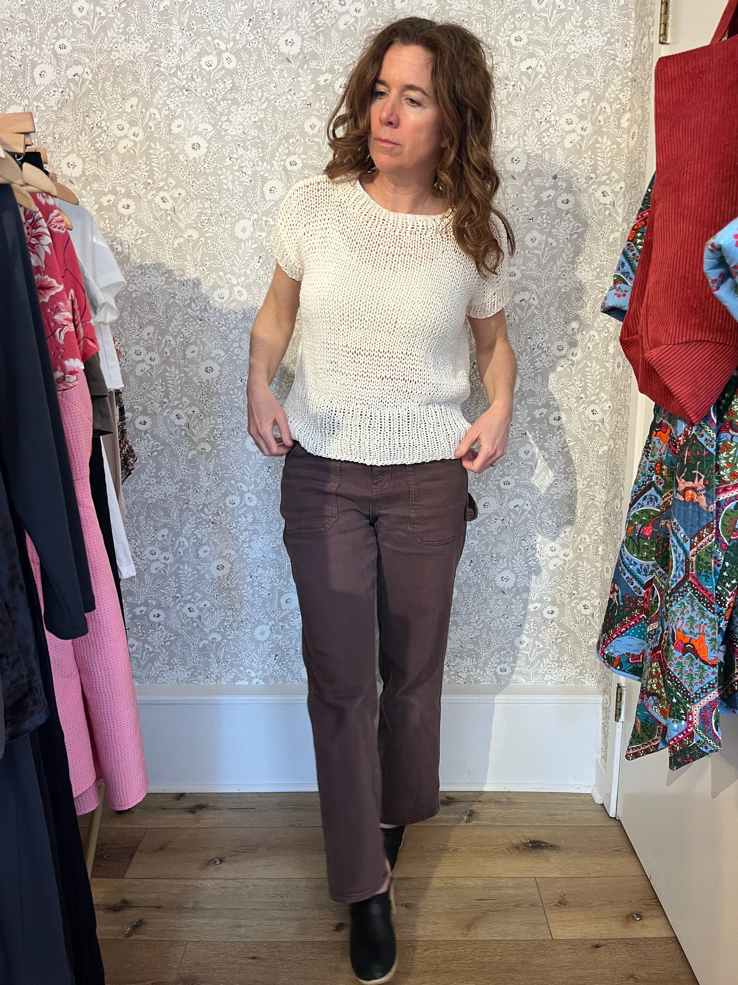 Stellapop hand knit cotton cap sleeve top