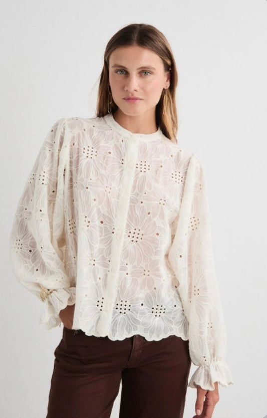Mus and Bombon cotton eyelet lace blouse