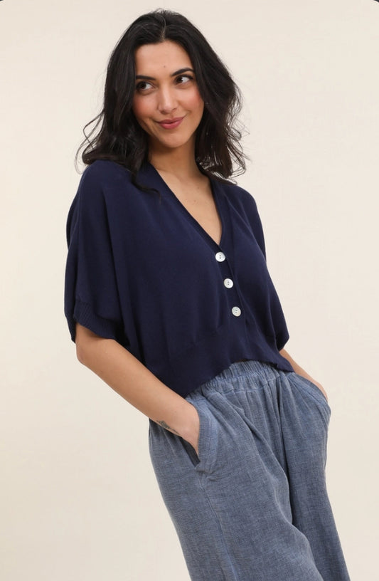 Nais Cotton Cropped Cardigan