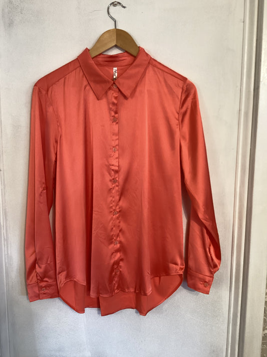 Coral Satin Blouse