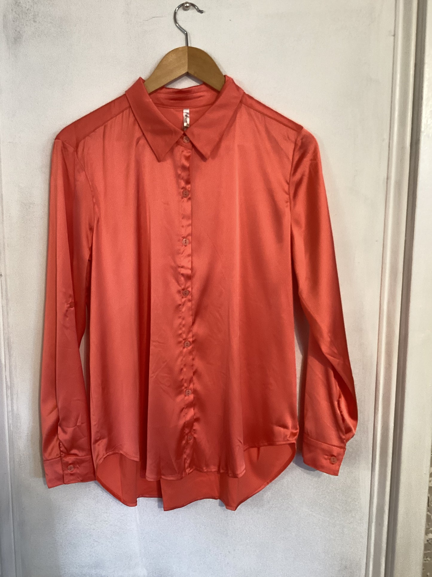 Coral Satin Blouse