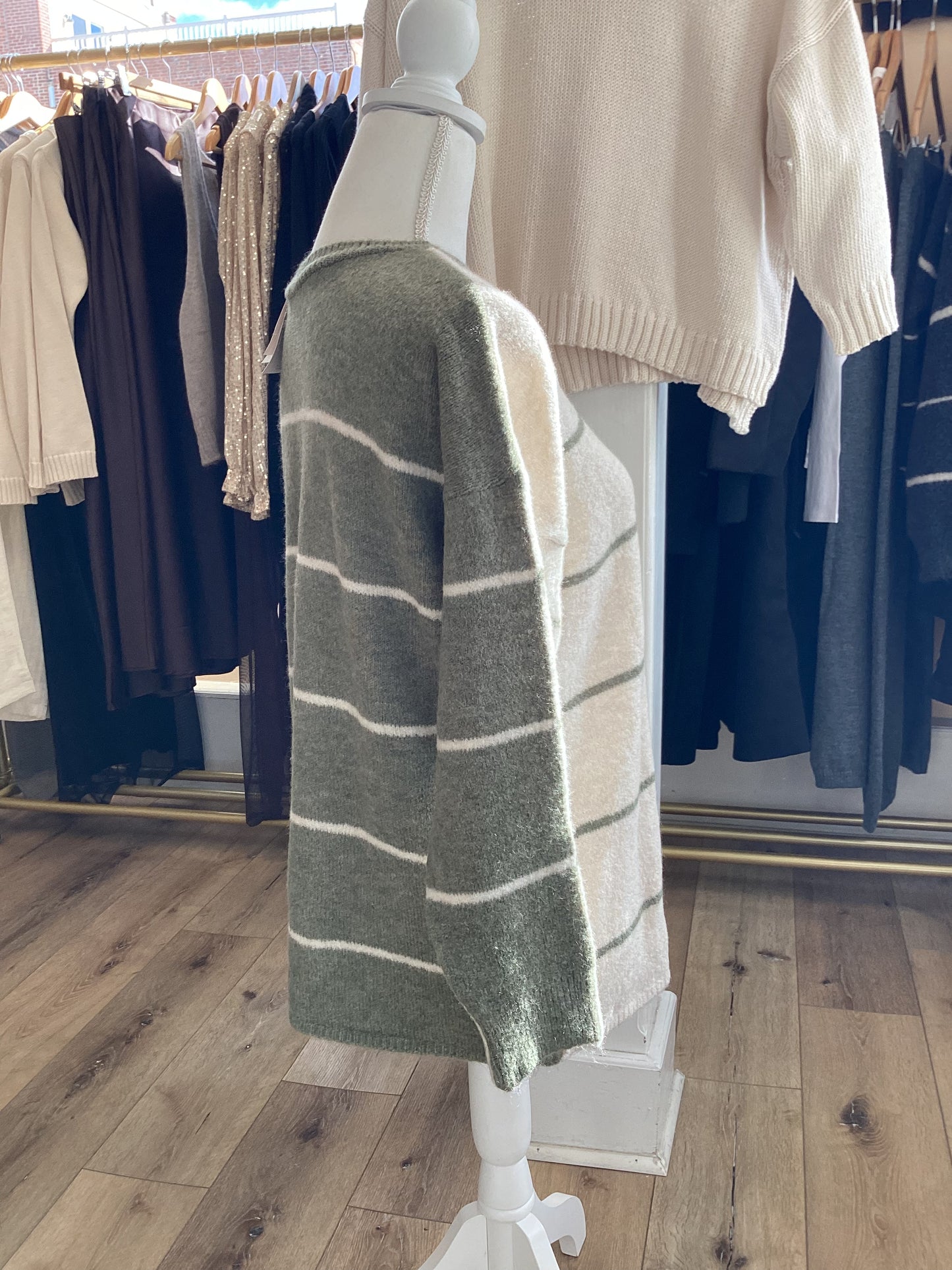 Reversible Olive/Cream knit made in Spain